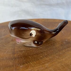 Brown Ceramic Whale Figurine